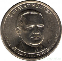 Монета. США. 1 доллар 2014 год. Президент США № 31, Герберт Гувер. Монетный двор P.