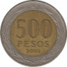 Монета. Чили. 500 песо 2000 год. ав.