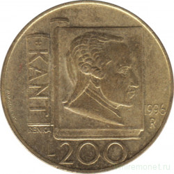 Монета. Сан-Марино. 200 лир 1996 год. Иммануил Кант.