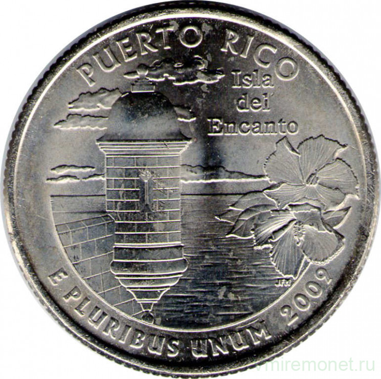 Монета. США. 25 центов 2009 год. Штат № 52 Пуэрто-Рико. Монетный двор P.