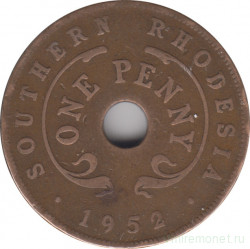 Монета. Южная Родезия. 1 пенни 1952 год.