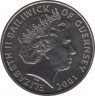 Монета. Великобритания. Гернси. 5 фунтов 2001 год. 75 лет со дня рождения Королевы Елизаветы II. рев.