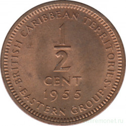 Монета. Британские Восточные Карибские территории. 1/2 цента 1955 год.