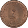 Монета. Британские Восточные Карибские территории. 1/2 цента 1955 год. ав.