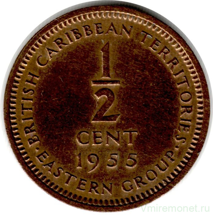Монета. Восточные Карибские государства. 1/2 цента 1955 год.