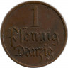 Монета. Польша. Данциг. 1 пфенниг 1929 год. ав