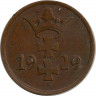 Монета. Польша. Данциг. 1 пфенниг 1929 год. рев