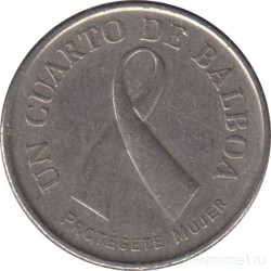 Монета. Панама. 1/4 бальбоа 2008 год. Рак молочной железы.