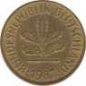 Монета. ФРГ. 5 пфеннигов 1987 год. Монетный двор - Штутгарт (F). ав.