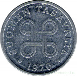 Монета. Финляндия. 1 пенни 1970 год.