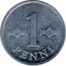Монета. Финляндия. 1 пенни 1970 год. рев