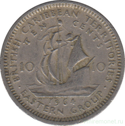 Монета. Британские Восточные Карибские территории. 10 центов 1964 год.