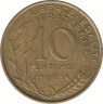  Монета. Франция. 10 сантимов 1968 год. ав.