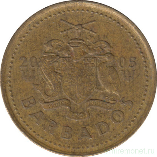 Монета. Барбадос. 5 центов 2005 год.