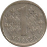 Реверс.Монета. Финляндия. 1 марка 1965 год. Ag.