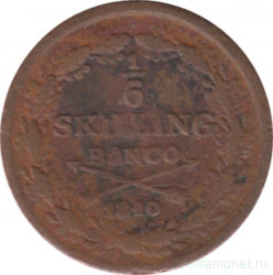 Монета. Швеция. 1/6 скиллинга 1840 год.