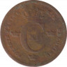 Монета. Швеция. 1/6 скиллинга 1840 год. рев.