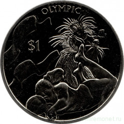 Монета. Великобритания. Британские Виргинские острова. 1 доллар 2016 год. XXXI летние Олимпийские Игры Рио-де-Жанейро 2016. Пляжный волейбол.