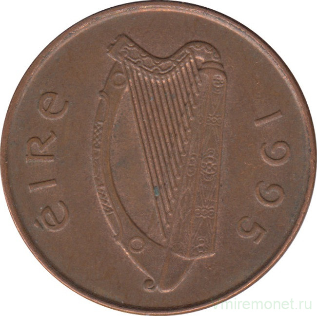Монета. Ирландия. 2 пенса 1995 год.