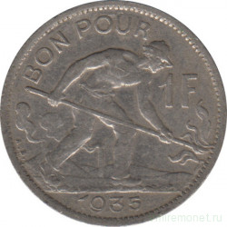 Монета. Люксембург. 1 франк 1935 год.