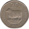 Монета. Фолклендские острова. 20 пенсов 1985 год. рев.