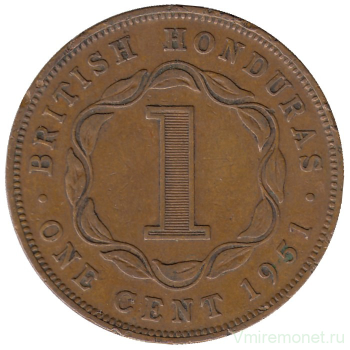 Монета. Британский Гондурас (Белиз). 1 цент 1951 год.