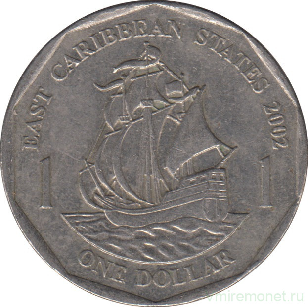 Монета. Восточные Карибские государства. 1 доллар 2002 год.