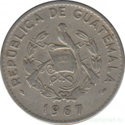 Монета. Гватемала. 10 сентаво 1967 год.