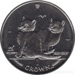 Монета. Великобритания. Остров Мэн. 1 крона 2003 год. Кошки. Балийская.