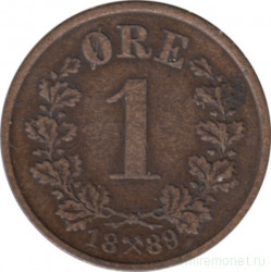 Монета. Норвегия. 1 эре 1889 год.