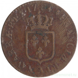 Монета. Франция. 1/2 соля 1784 год.