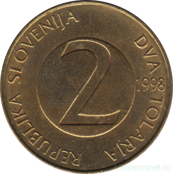 Монета. Словения. 2 толара 1998 год.