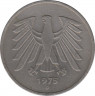 Монета. ФРГ. 5 марок 1975 год. Монетный двор - Мюнхен (D). ав.