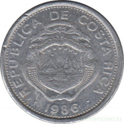 Монета. Коста-Рика. 25 сентимо 1986 год.
