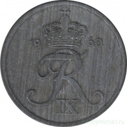 Монета. Дания. 5 эре 1960 год. Цинк.