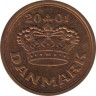 Монета. Дания. 50 эре 2001 год. ав.