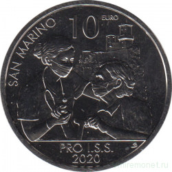 Монета. Сан-Марино. 10 евро 2020 год. Институт социальной помощи.