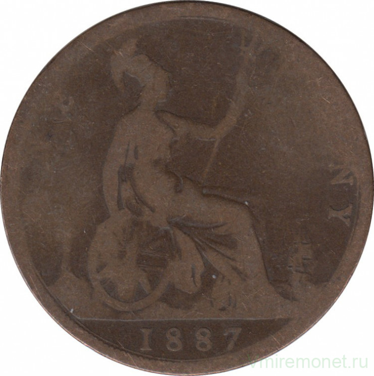 Монета. Великобритания. 1 пенни 1887 год.