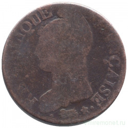 Монета. Франция. 5 сантимов 1798 год. ВВ.