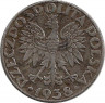 Монета. Польша. 50 грошей 1938 год. Железо.