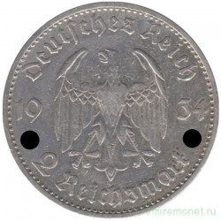 Монета. Германия. Третий Рейх. 2 рейхсмарки 1934 год. Монетный двор - Берлин (А).