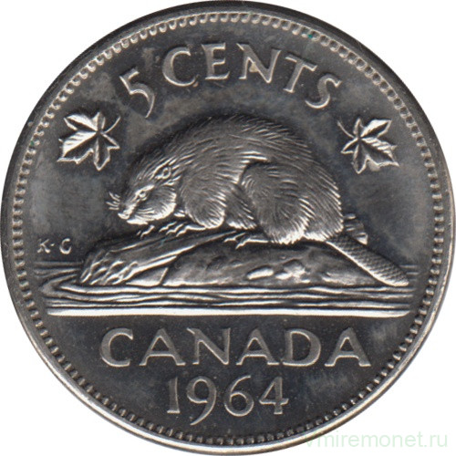 Монета. Канада. 5 центов 1964 год.