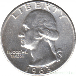 Монета. США. 25 центов 1963 год.