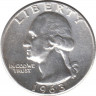 Монета. США. 25 центов 1963 год. ав.