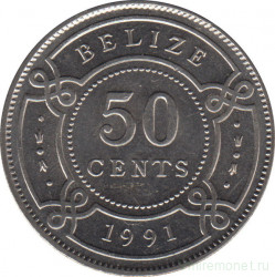 Монета. Белиз. 50 центов 1991 год.
