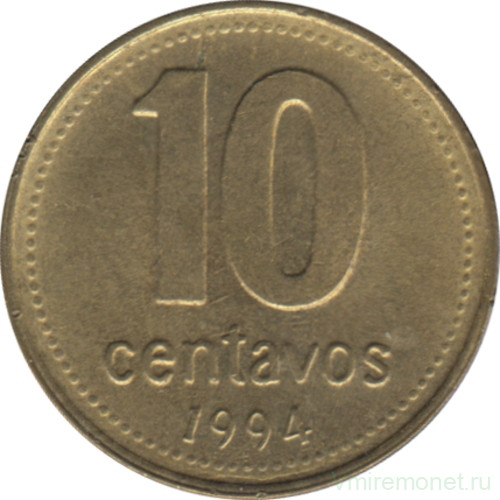 Монета. Аргентина. 10 сентаво 1994 год.