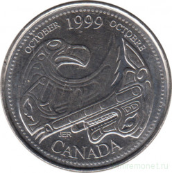 Монета. Канада. 25 центов 1999 год. Миллениум - октябрь 1999. 