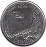 Монета. Канада. 25 центов 1999 год. Миллениум - октябрь 1999.  ав.