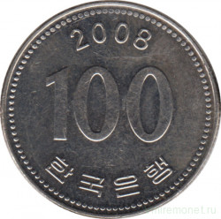 Монета. Южная Корея. 100 вон 2008 год.