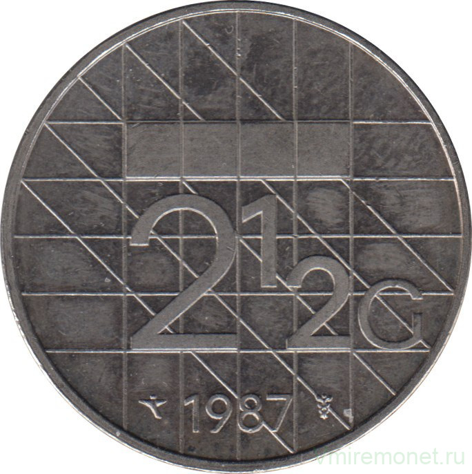 Монета. Нидерланды. 2,5 гульдена 1987 год.